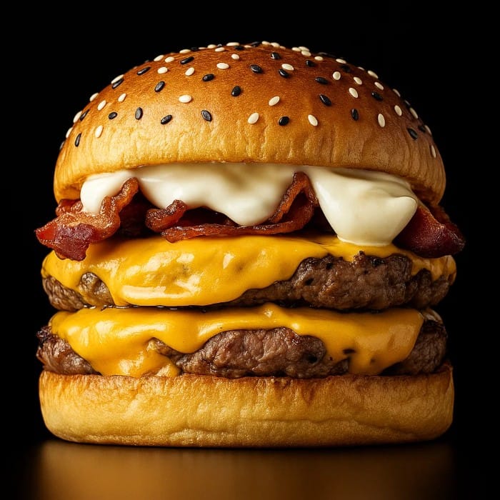 Hambúrguer artesanal Duplo Cheddar Bacon